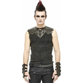 Pánské tílko tílko pánské - Vertigo Punk Vest With Leather Patches - DEVIL FASHION - TT16702
