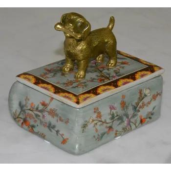 Dóza na potraviny Zámecká dóza s pejskem - porcelán + bronz