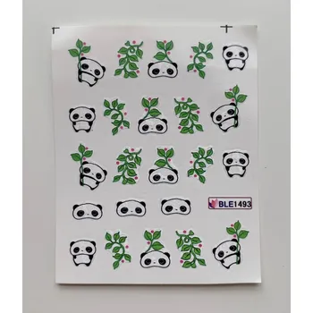 Vodolepky na zdobení nehtů - Panda se zelenými lístky BLE1493