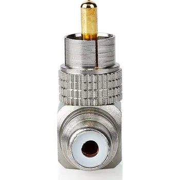 Audio kabel NEDIS Mono Audio Adapter | RCA Zástrčka | RCA Zásuvka | Pozlacené | Úhlový 90 | Kov | Kov/Šedá | 2 ks | Box s Okénkem