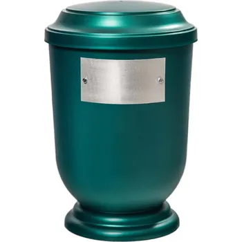 Smuteční dekorace Pohřební Plastová urna na popel, oválné prohlé víčko, zelená, štítek č. 52, 100 x 50, bez výzdoby