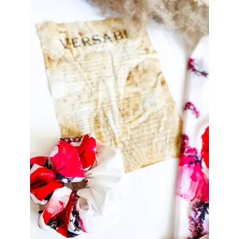 Scrunchie VSB barevná gumička do vlasů makový květ