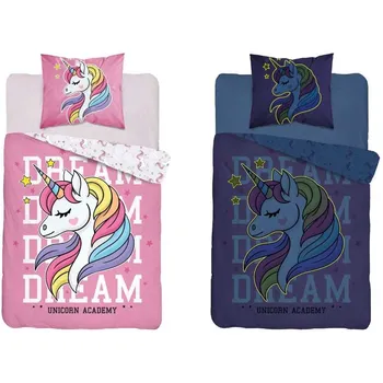 Povlečení Detexpol Jednorožec Dream svítící 140 x 200, 70 x 80 cm zipový uzávěr