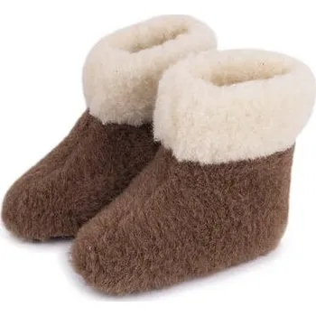 Dámské pantofle Vlnka Dětské TV bačkory z ovčí vlny hnědá velikost obuv dětské 31-32