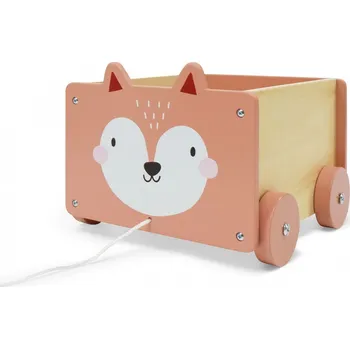 Doplněk pro panenku Eco Toys Dřevěný vozík s provázkem liška