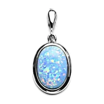 Přívěsek Stříbrný přívěsek světle modrý opál - P1454 (Stříbrný přívěsek s opálem 10 x 14 mm)
