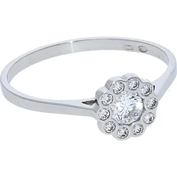 Prsten Goldstore Prsten bílé zlato s bílými zirkony Velikost: 50, Váha: 1.10 g