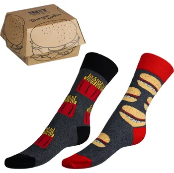 Dámské ponožky Bellatex Ponožky Hamburger+hranolky 2 páry v dárkovém balení vel. 43-46