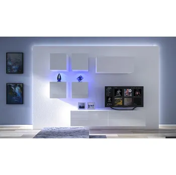 Obývací stěna Ral Obývací stěna SPRINGFIELD 1, 220 cm - Bílý lesk