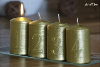 Svíčka LIMA Adventní sada s čísly 60 x 90 mm 4 kusy zlatá