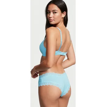 Kalhotky Victoria's Secret dámské modré kalhotky Lace Cheeky S