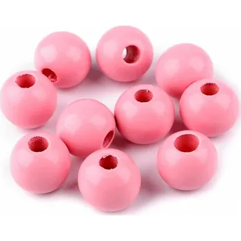 Dětské navlékací korálky Dřevěný korálek lakovaný Ø25 mm - růžový