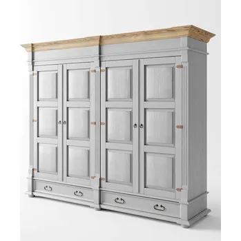 Šatní skříň Čtyřdveřová skříň Hacienda Grey z masivu Barevné provedení: šedá - šedá