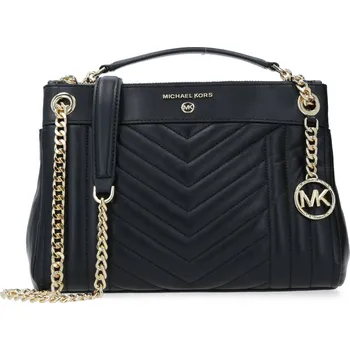 Módní doplněk Michael Kors Kůžoná kabelka na rameno SUSAN | Barva:černý | Velikost:OS