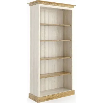 Šatní skříň Knihovna z masivu TOSKANIA LUX dřevěný regál Barevné provedení: Bílá - tmavě hnědá 22-25