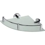 OMEGA: Polička skleněná rohová s hrazdou