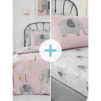 Povlečení Sada dětského povlečení a prostěradla slon > varianta slon
