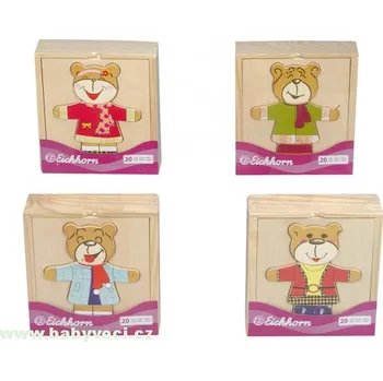 Dřevěná hračka Dřevná skládačka medvídek šatní skřín