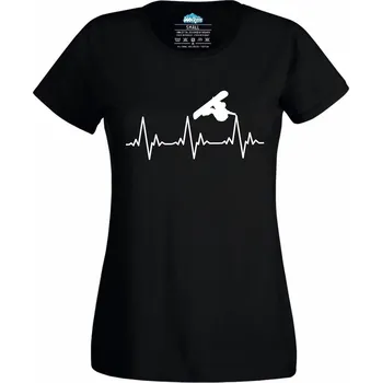 Dámské tričko Dámské tričko Kardiogram a Snowboard (Skladem XS-4XL) (Velikost: 3XL, Barva: Černá)