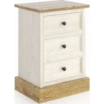 Šatní skříň Noční stolek z masivu TOSKANIA Barevné provedení: Bílá - přírodní