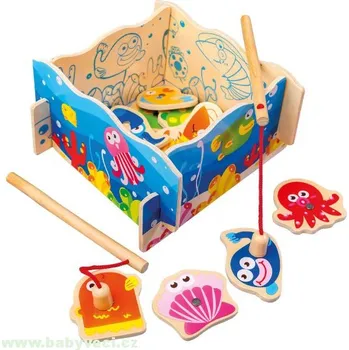 Dřevěná hračka chytání rybiček rybolov rybník > varianta rybník