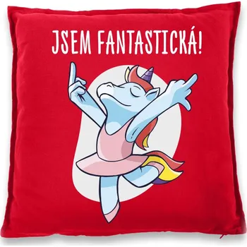 Dekorativní polštářek Vtipný polštář Jsem fantastická!, Barva Červená, Velikost 40×40 cm, Canvas Bavlněný polštář Bezvatriko.cz 1036 - DTF/DTG