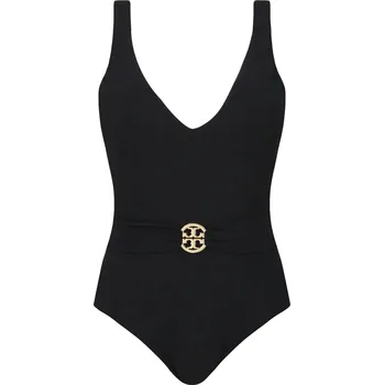 Dámské plavky TORY BURCH Plavky MILLER PLUNGE | Barva:černý | Velikost:XS
