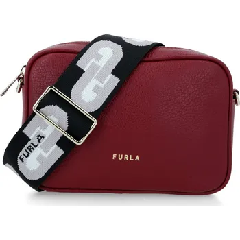 Módní doplněk Furla Kůžoná crossbody kabelka REAL MINI | Barva:vínový | Velikost:OS