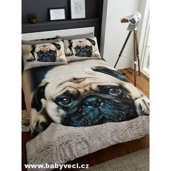 Povlečení Povlečení pejsek mopsík mazlík king 200x200 > varianta 200x200