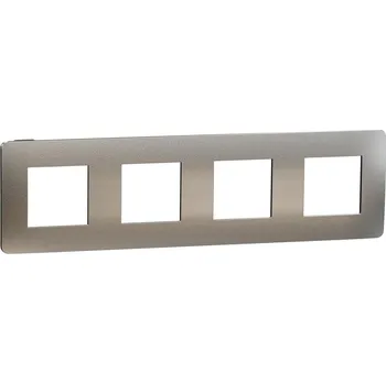 Elektrická zásuvka Krycí rámeček NOVÁ UNICA STUDIO METAL čtyřnásobný, White Aluminium/Černý