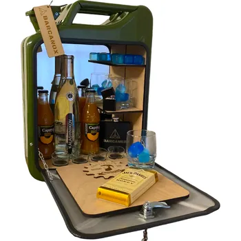 Dárkový potravinový koš Kanystr bar KHAKI padací most se zrcadlem