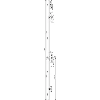Dveřní kování ROTO vícebodový zámek C600 Tandeo DM: 55, Krycí lišta: 20mm, FFH I Délka krycí lišty: 2200 – 2400 mm I 2400 mm