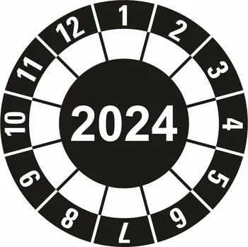 Samolepící etiketa Kalibrační kolečko s datem-2024 samolepící vinylová fólie 25 mm aršík 30 kusů