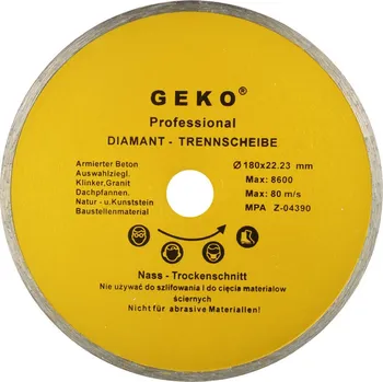 Řezný kotouč Kotouč diamantový řezný celoobvodový, 180x8x22mm GEKO