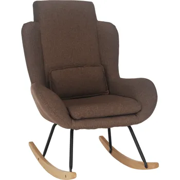 Křeslo Tempo Kondela Houpací křeslo, světlehnědá látka / dřevo, HARPER