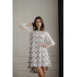 Elegantní midi šaty s květinovým potiskem L082 Barva: Bílá, Velikost: M