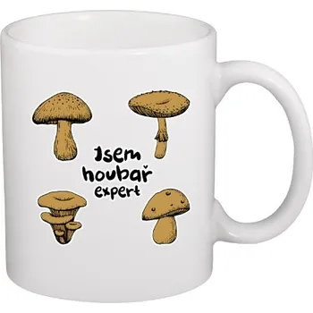 Hrnek malý bílý s potiskem Houbař expert