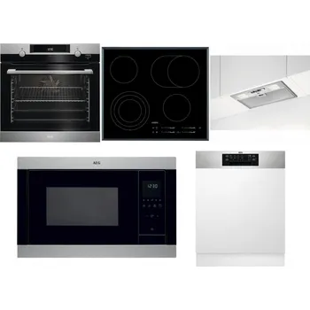 Set domácích spotřebičů AEG Mastery SteamBake BCK455350M + AEG Mastery DirectTouch HK654070FB + AEG DGB3523S + AEG Mastery MSB2547D-M + AEG FEE72706PM