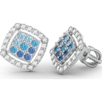 Náušnice Couple, Třpytivé peckové náušnice Kostka, bílé zlato s&nbsp;barevnými zirkony, 585-66-3-0350.1B00.0.00.302.05