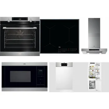 Set domácích spotřebičů AEG Mastery SteamBake BCK455350M + AEG Mastery SenseFry IAE64431FB + AEG Mastery DBB5660HM + AEG Mastery MSB2547D-M + AEG Mastery MaxiFlex FEE73517PM + AEG Mastery FlexiShelf SCE818D3LC