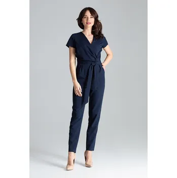 Dámský overall Overal s obálkovým výstřihem L027 LENITIF Barva: Tmavě Modrá, Velikost: L