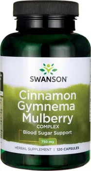 Přírodní produkt Swanson Cinnamon Gymnema Mulberry Complex 750 mg 120 cps.