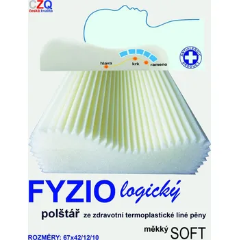 Polštář 4sleep Fyziologický polštář měkký 67 x 42 x 12/10 cm