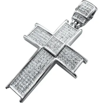 Přívěsek Blingstar Přívěsek Big Cross kříž Diamond Silver - Křížek - bez řetízku - zirkony