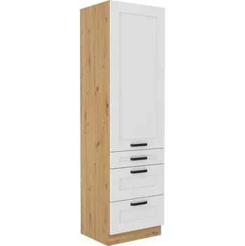 Kuchyňská skříňka Vysoká potravinová skříň se šuplíky PREMIUM BOX LUNA artisan/bílá matná MDF 60 DKS-210 3S 1F