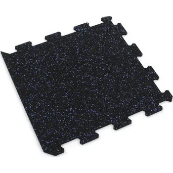 Venkovní dlažba Černo-modrá gumová modulová puzzle dlažba (okraj) FLOMA FitFlo SF1050 - 100 x 100 x 0,8 cm