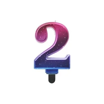 Dortová svíčka Dortová svíčka Metalická (fialovo-modrá) - Číslice 2