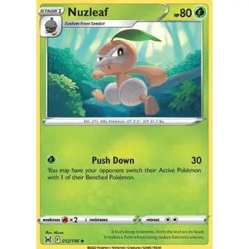Sběratelská karetní hra Pokémon LOR 012/196 Nuzleaf - Lost Origin Stav: Near Mint, Verze: REVERSE HOLO