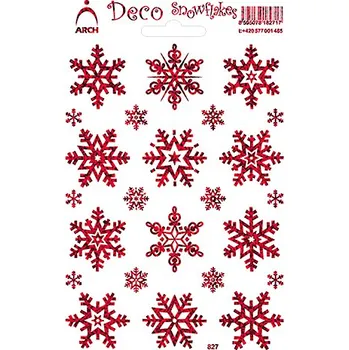 samolepka Samolepky ČERVENÉ velké dekorační vločky 12 x 18 cm