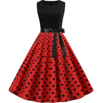 Dámské šaty Pin Up šaty s puntíkatou sukni Velikost: M, Barva (Varianta): 6